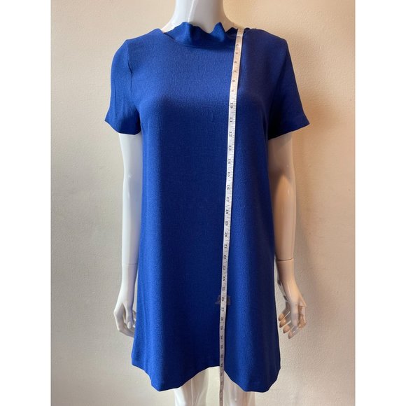 Bobeau Women Crepe Shift Mini Dress MD0284R Short Sleeve Back Keyhole Blue SZ XS - Picture 5 of 9